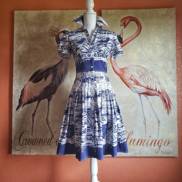 Kay Unger Dresses & Skirts - Kay Unger New York Fit and Flare Shirt Dress Blue